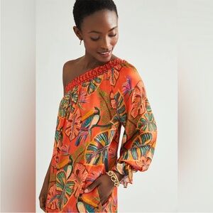 FARM Rio Anthropologie Fiji One-Shoulder Mini Dress Medium